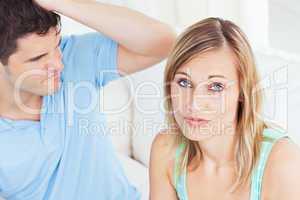 woman ignoring her boyfriend