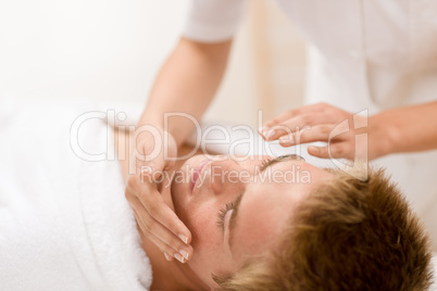 Male cosmetics - facial massage  in salon