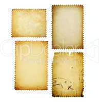 Vintage post stamps with different shapes isolated set.