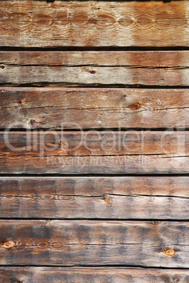 Timber wall of old wooden house