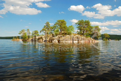 Scandinavian lake with small island