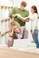 High school library - student with laptop