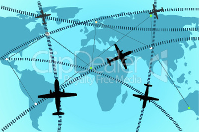 airline route on world map