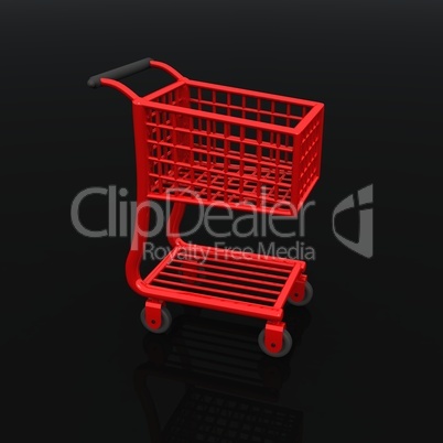 Einkaufswagen rot auf schwarz