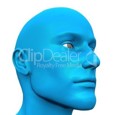 Blue Male Head Isolated 01