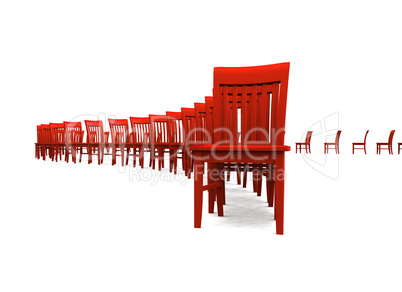 3D Stuhlreihe Rot 01
