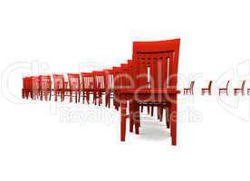 3D Stuhlreihe Rot 01