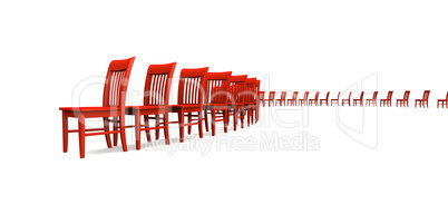 3D Stuhlreihe Rot 03