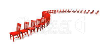 3D Stuhlreihe Rot 02