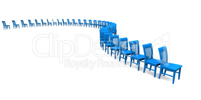 3D Stuhlreihe - Blau 02