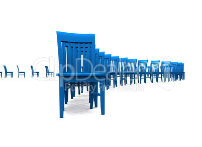 3D Stuhlreihe - Blau