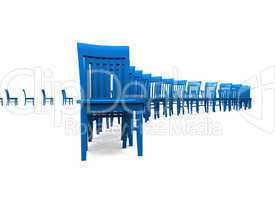 3D Stuhlreihe - Blau