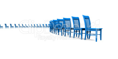 3D Stuhlreihe - Blau 03