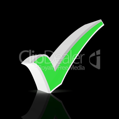 3D - Haken check mark symbol - Grün auf Schwarz