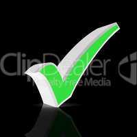 3D - Haken check mark symbol - Grün auf Schwarz