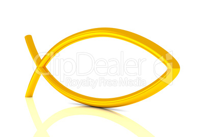 3D ICHTHYS Gold - Abstrakt Fisch Symbol 03
