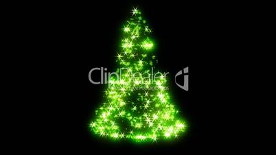 Loopable Rotating green sparkles shape of Xmas tree