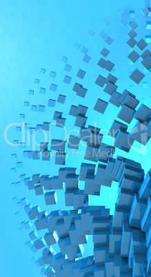 3D - Hintergrund - Fliegende Würfel Blau 04