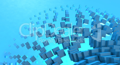 3D - Hintergrund - Fliegende Würfel Blau 06