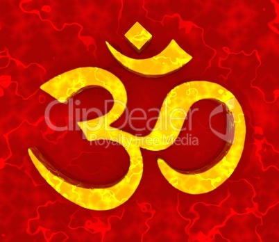 Great Om sign - Gold on Red 08