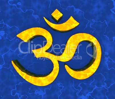 Great Om sign - Gold on Blue 08
