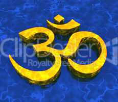 Great Om sign - Gold on Blue 09