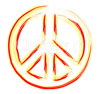 Aquarell - Peace Zeichen - Rot Gelb