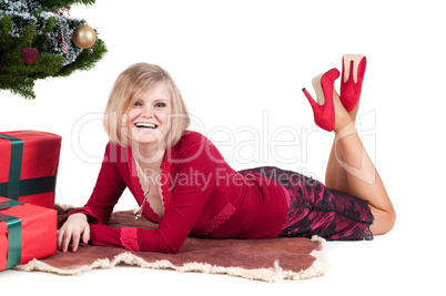 Happy woman with Christmas presents