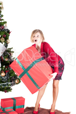 Happy woman with Christmas presents