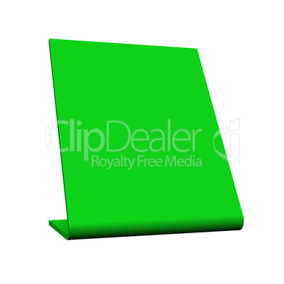 3D Blanko Tisch Schild - Grün freigestellt