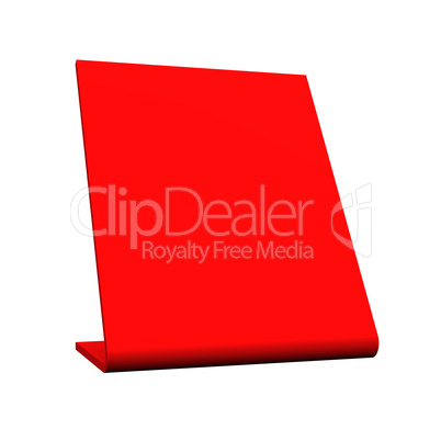 3D Blanko Tisch Schild - Rot freigestellt