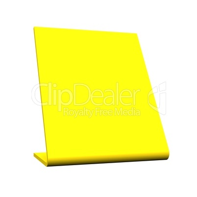 3D Blanko Tisch Schild - Gelb freigestellt