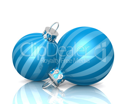 Weihnachtskugeln - 2x Blau Cyan gestreift 01