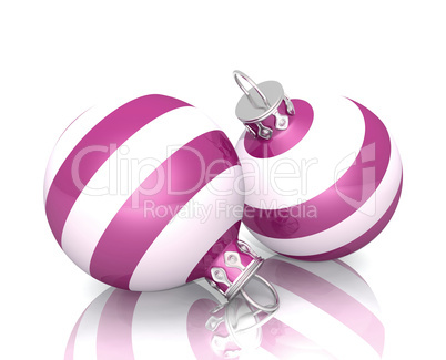 Weihnachtskugeln - 2x Pink Weiß gestreift 02