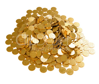 Save the money. Stack of golden coins
