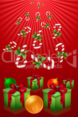 merry christmas with gifts and candies
