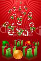 merry christmas with gifts and candies