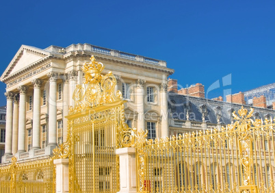 Versailles Palace facade and golden fence