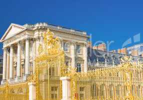 Versailles Palace facade and golden fence