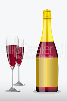 wine glass with bottle