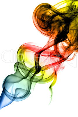 Colored Abstract smoke swirls on white