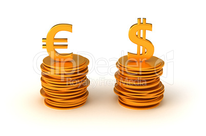 Euro and US dollar Currency equation