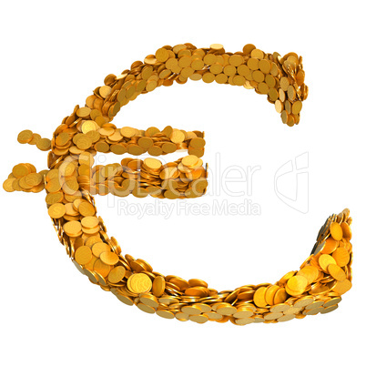Euro currency symbol assembled with coins