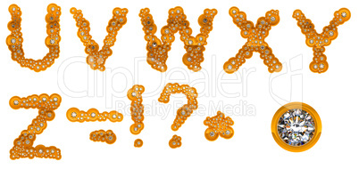 Golden Diamond U-Y letters and punctuation marks