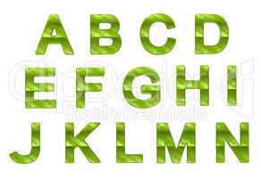 Green ecofriendly A-N letters with grass pattern