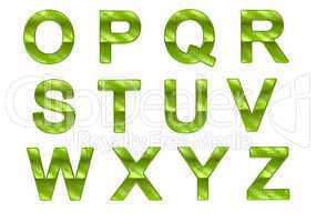 Green ecofriendly O-Z letters with grass pattern