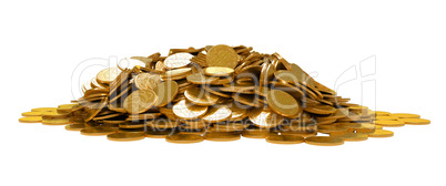 Heap of golden coins isolated