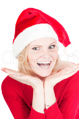 Portrait of beautiful woman santa