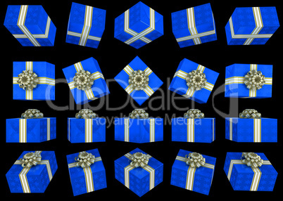 Different views of blue gift box