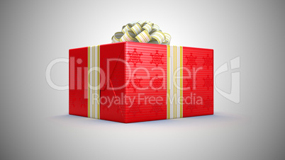 Present or gift box with bow over grey